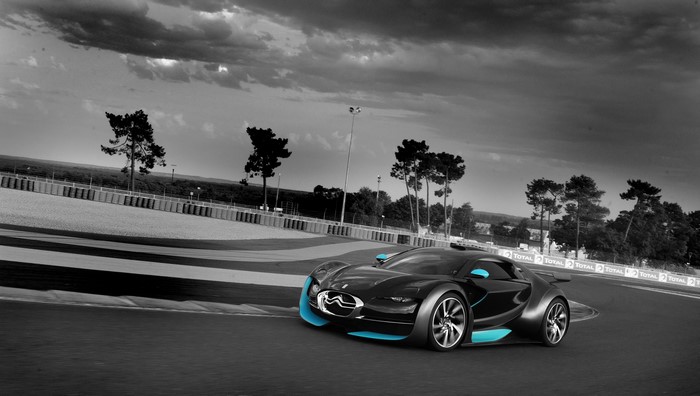 Citroen Survolt concept car on a race track