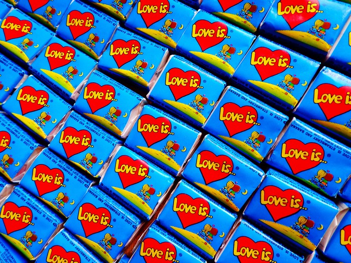 Love is... Strawberry and Banana Flavored Bubble Gum Wrappers