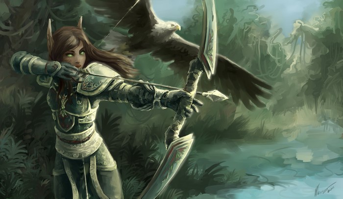 Elf archer with eagle from World of Warcraft