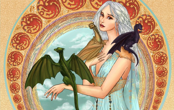 Daenerys Targaryen with Dragons from Game of Thrones