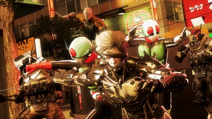 Raiden and other warriors in a city