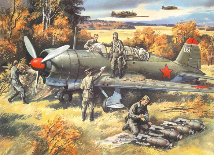 Sukhoi Su-2 Airplane with Soldiers and Bombs
