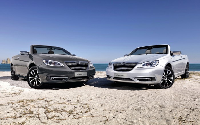 Two Lancia Flavia Cabriolets on a Beach