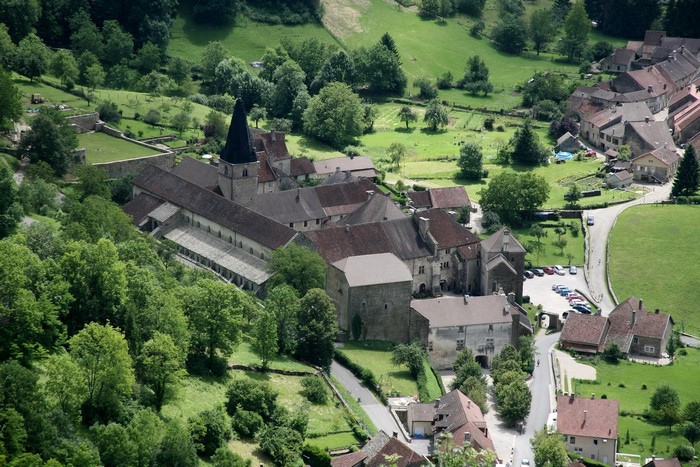 Baume-les-Messieurs Abbey from above, France