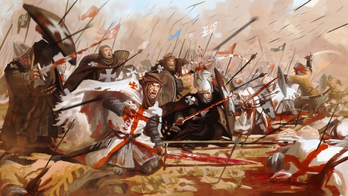 Knights Templar in a bloody medieval battle