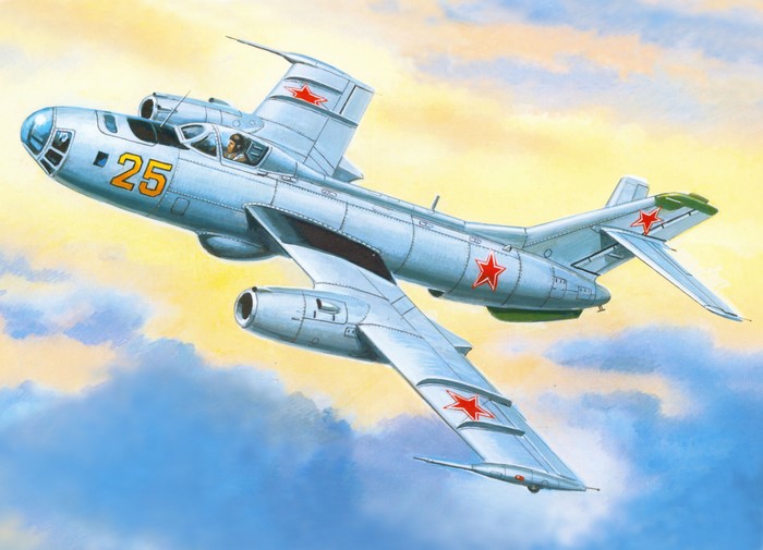 Yak-25B Fighter Airplane in Flight
