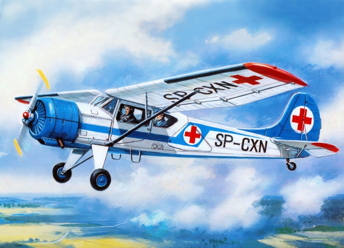 Yak-12A Airplane with Red Cross
