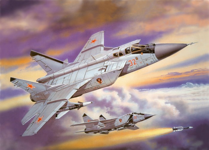 MiG-31 Fighter Jets in Flight