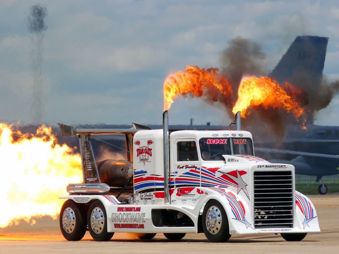 Shockwave Jet Truck with Flames