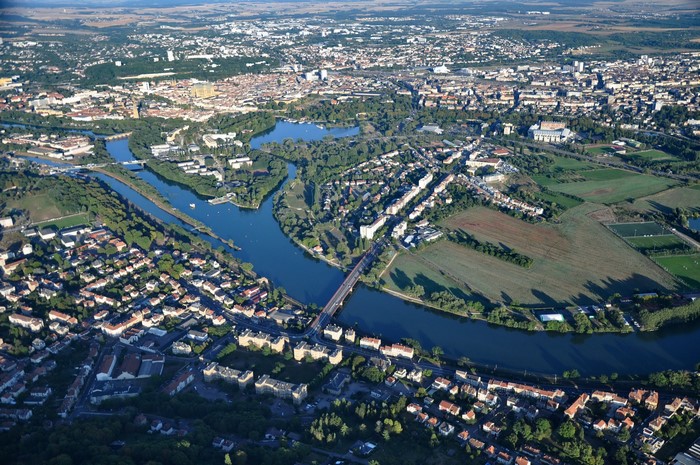 Aerial view of Longeville-lès-Metz, France