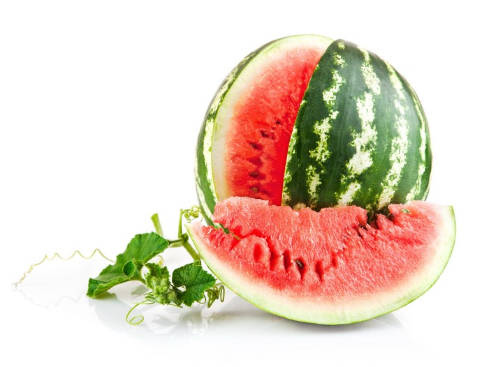 Watermelon slice and whole watermelon