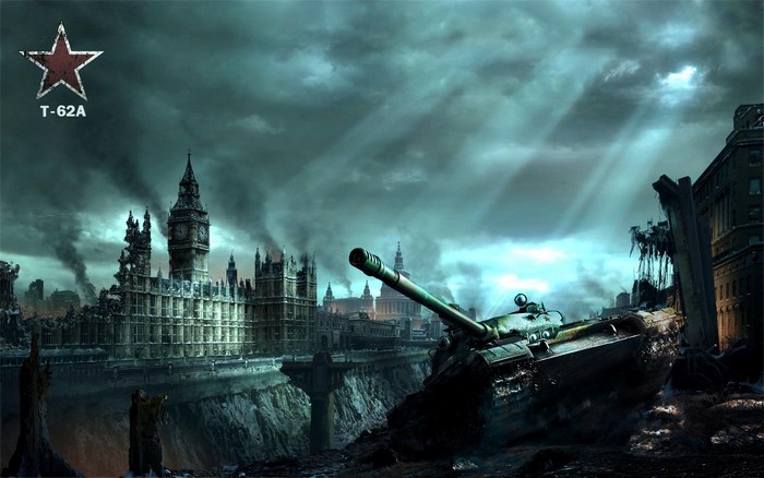 T-62A tank in a destroyed London