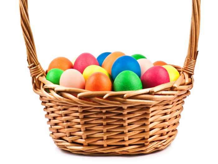 Easter eggs in a wicker basket