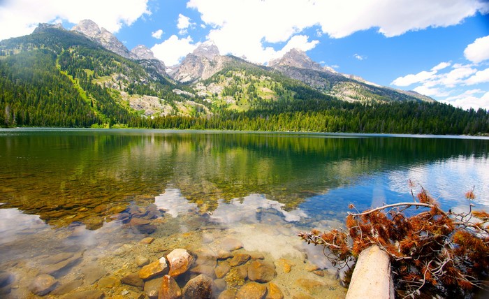 4K Lake and Mountains Scenery in Grand Teton Wyoming USA