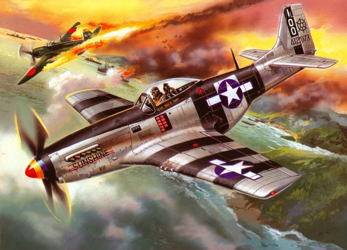 P-51K Mustang "Sunshine" in aerial combat
