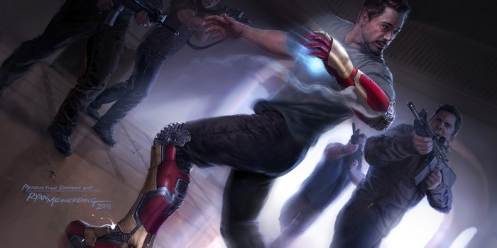 Tony Stark from Iron Man assembling armor