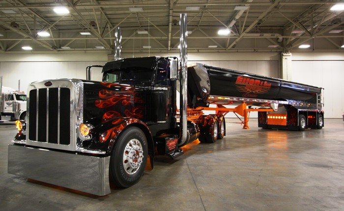 4K Black Peterbilt Truck with Flames