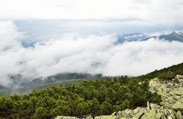 Zakarpattia, Ukraine: Mountain Landscape with Clouds