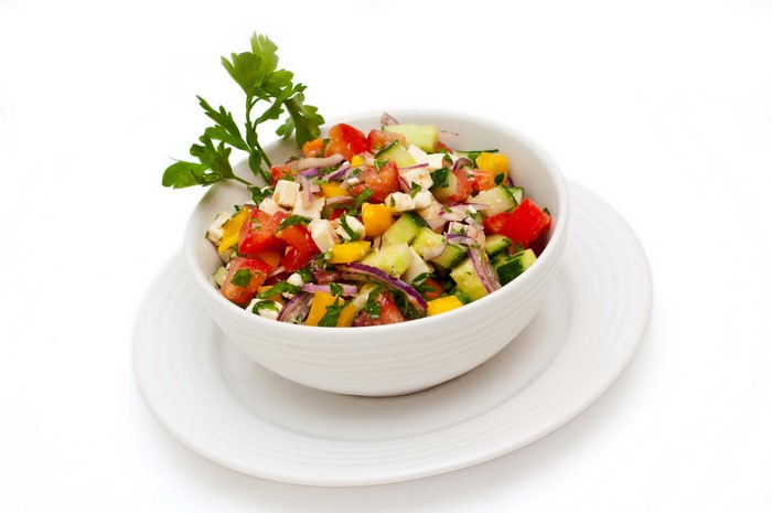 Salad in a bowl on a plate