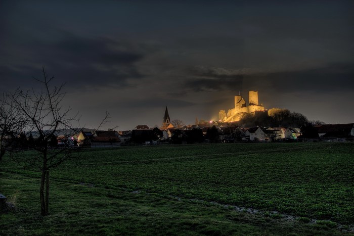 Munzenberg Castle at night, Germany