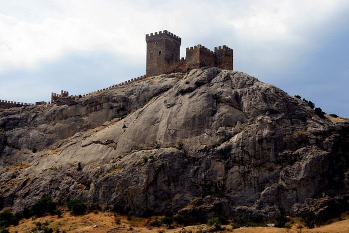 Genoese fortress on a rocky mountain in Ukraine