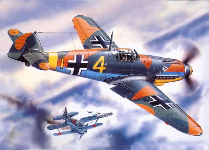 Bf-109 F4 Airplane in Flight