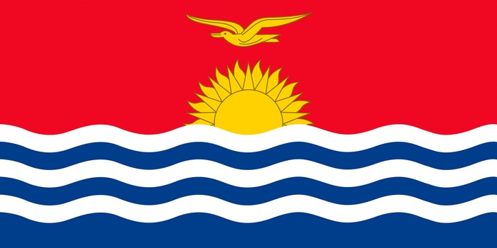 4K Kiribati National Flag with Sun and Waves