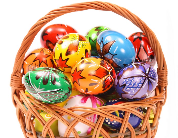Easter eggs in a wicker basket
