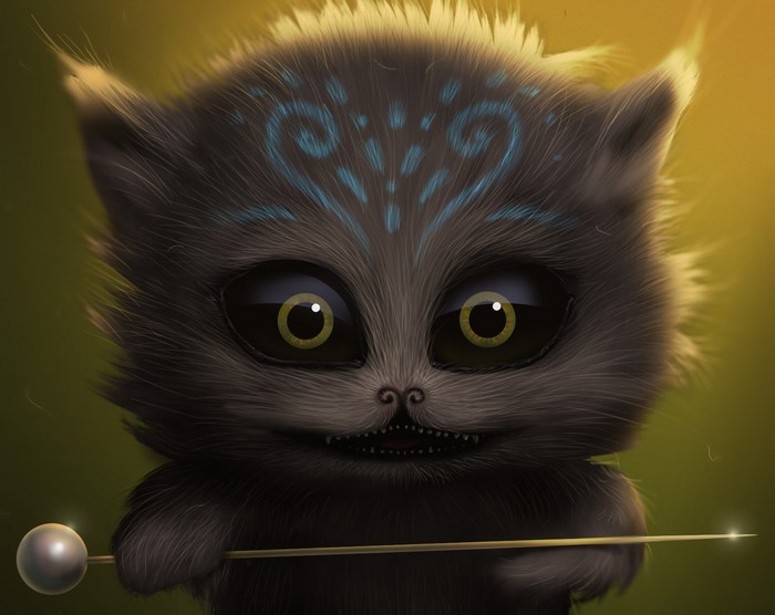 Magical creature with blue markings and large eyes