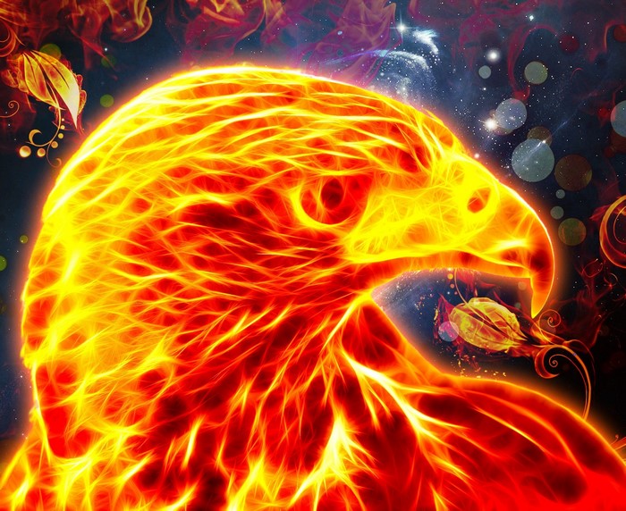 Fiery Eagle Head with Glowing Beak