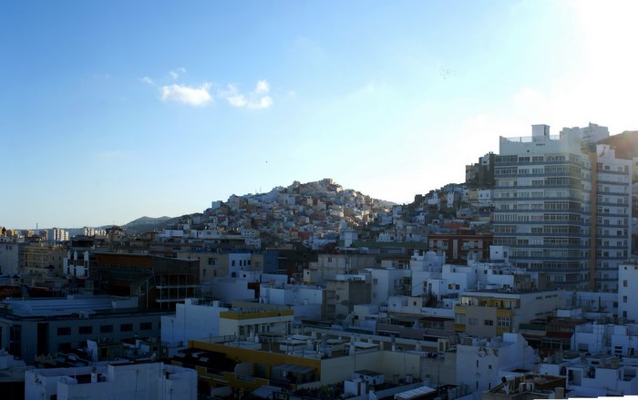 Houses on a hill in Las Palmas, Gran Canaria, Spain
