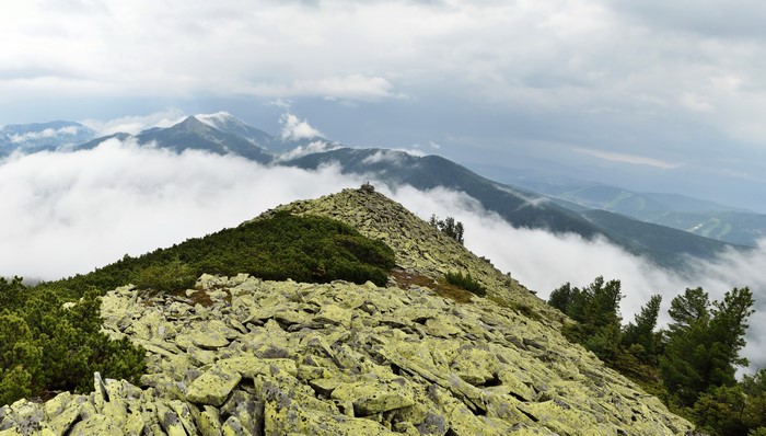 Mountains in Zakarpattia, Ukraine with Clouds