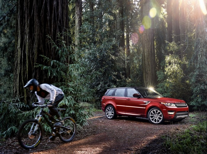2014 Range Rover Sport and Mountain Biker in Forest