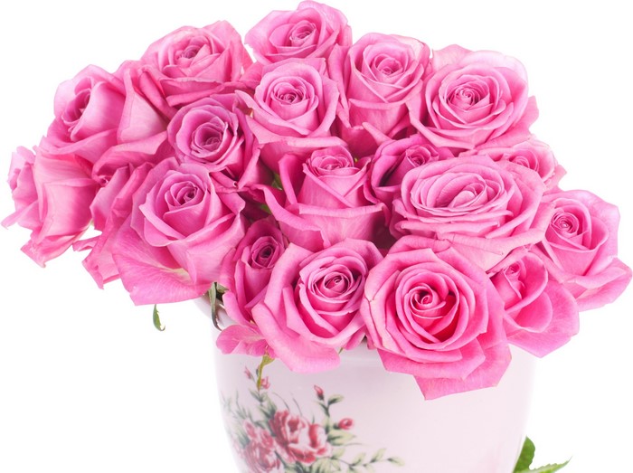 Bouquet of pink roses in a vase