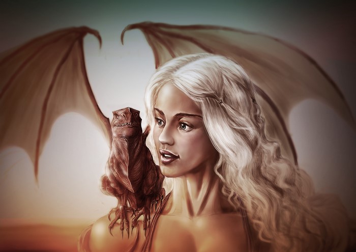 Daenerys Targaryen with a Dragon from Game of Thrones