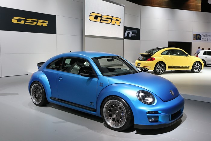 Volkswagen Beetle GSR and R-Line cars at auto show