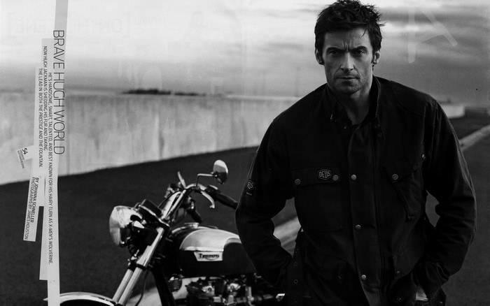 Hugh Jackman with Triumph Motorcycle