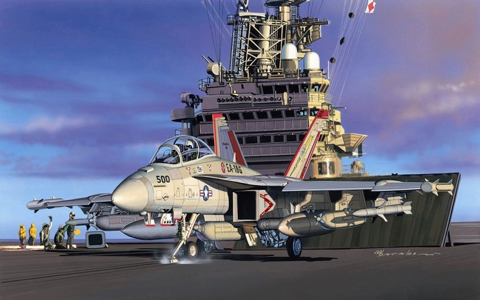 Boeing EA-18 Growler on Aircraft Carrier