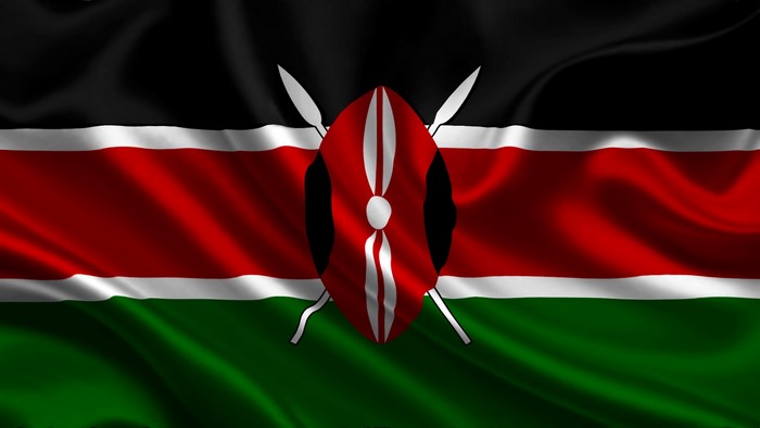 Flag of Kenya with spears and shield