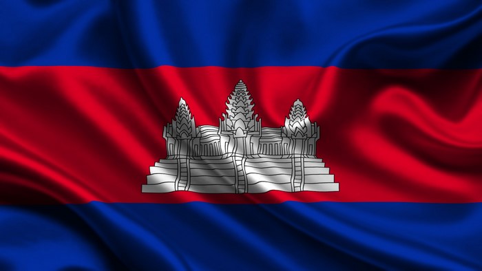 Flag of Cambodia with Angkor Wat