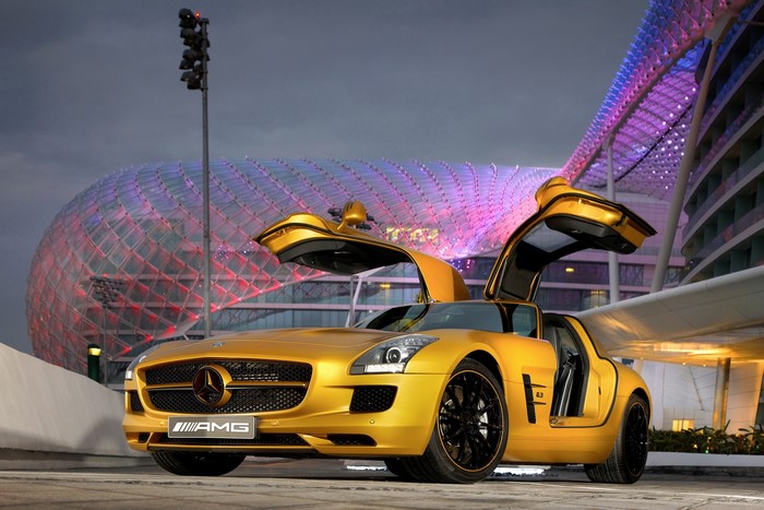Mercedes-Benz SLS AMG Desert Gold with Gullwing Doors