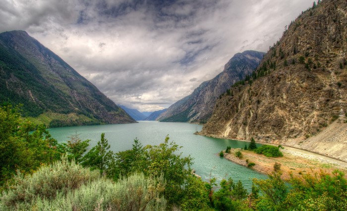 Seton Lake and Mountains in Canada