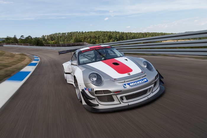Porsche 911 GT3 R race car on track
