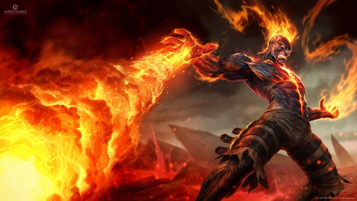 Brand from League of Legends casting fire