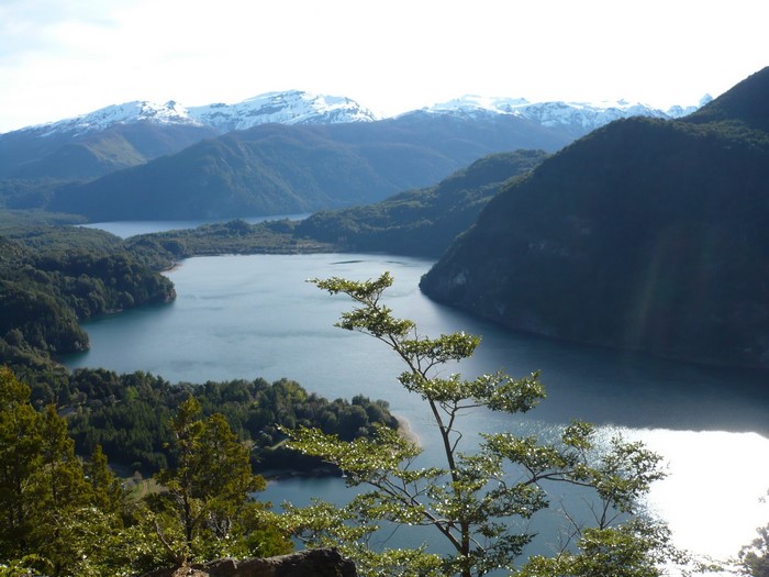 Lake and snow-capped mountains in Patagonia, Argentina