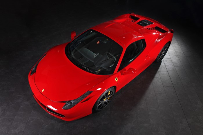 Red 2013 Ferrari 458 Italia Spider from Above