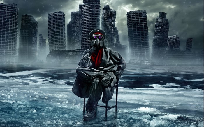 Romantically Apocalyptic character in ruined city