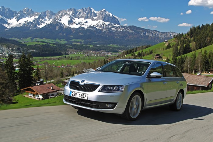 Silver Skoda Octavia Wagon 4x4 in Mountains