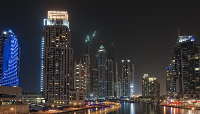 Dubai Skyscrapers at Night