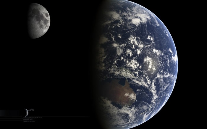 Earth and Moon in Space